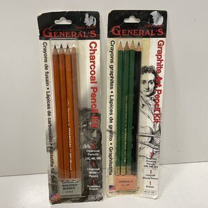 N.O.S. GENERAL'S GRAPHITE & CHARCOAL 2B 4B 6B & White Drafting PENCIL Lot NEW